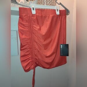 Red Ruched Mini Skirt